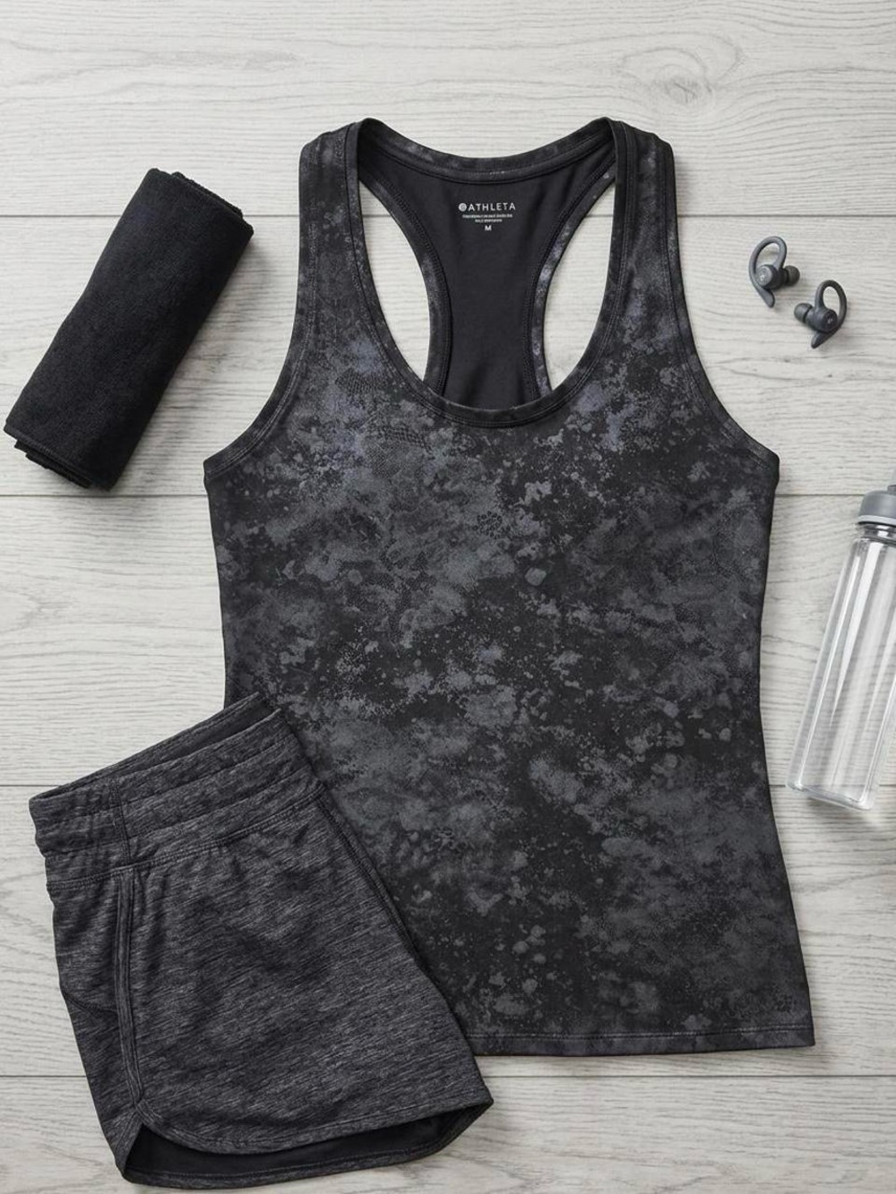 Athleta Black Marble Racerback Tank Top